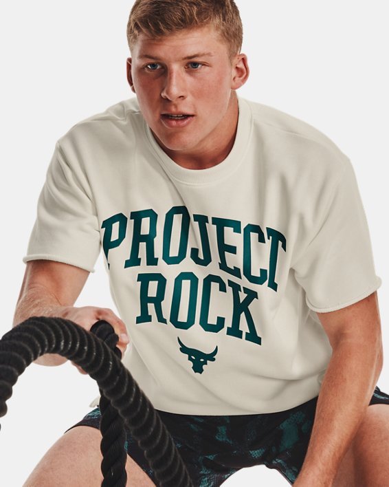 Men's Project Rock Heavyweight Terry T-Shirt, White, pdpMainDesktop image number 0